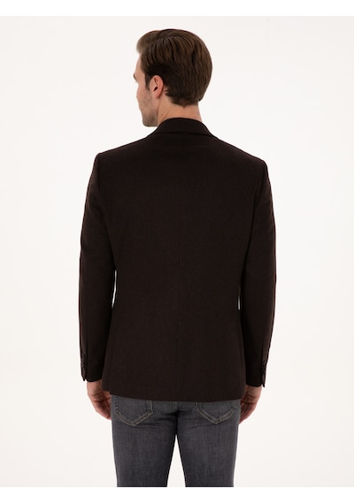 Cacharel Kahverengi Slim Fit %100 Kaşmir Flanel Ceket