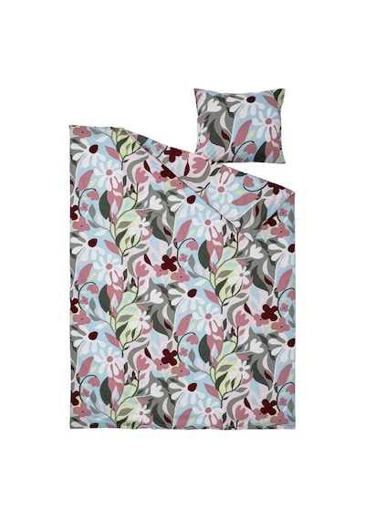 Ikea Korskovall Tek Kişilik Nevresim Takımı 150 X 200 Cm Beyaz - Yeşil - Kırmızı - Lacivert Çok Renkli