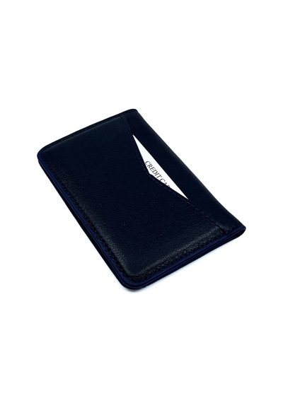 Bons Deri Hakiki Deri Kartlık, Minimalist Unisex Cüzdan Ve Kredi Kartlık Modeli - Lacivert