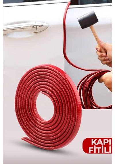 Oto Kapı Fitili Çizilmelere Karşı Koruyan Araç Kapı Koruyucu Fitil Kırmızı 5 Metre Kırmızı