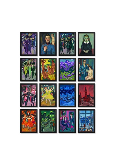 Ernst Ludwig Kirchner Tabloları 16'lı Sticker Seti Laptop Defter Etiketi Çok Renkli