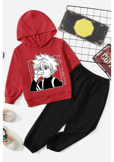 Ss Sinser Kıds Çocuk Killua Zoldyck Eşofman Takımı Kırmızı