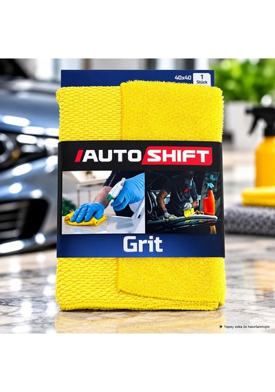 Grit Mikrofiber Kurulama Bezi 40x40 Cm Araç Kurutma, Parlatma Ve Detaylı Temizlik Bezi Sarı Renk