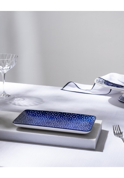 Reve Bleu Mais Dikdörtgen Tabak - 22 Cm - Mavi/beyaz 8684427225332 Çok Renkli