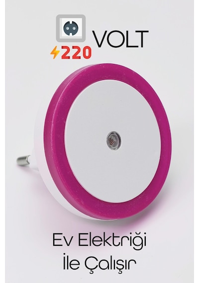 Yuvarlak Otomatik Gece Lambası Işığa Duyarlı Karanlık Ldr Sensörlü Koridor Pembe Gc01 Pembe