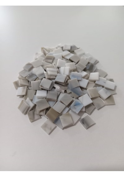 Opak Gri Kare Vitray Cam Mozaik Taşı - Sanatsal Mozaik İçin Yaklaşık 10x10 Mm