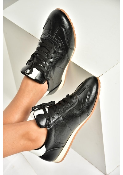 Fox Shoes U820730409 Siyah Spor Ayakkabı Sneakers Siyah-suni Deri Siyah