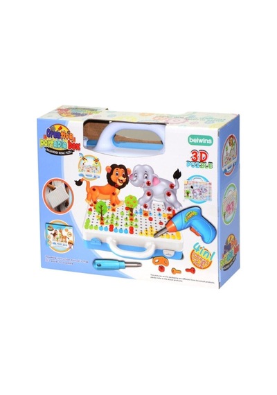 Erkek Çocuk 198 Parça 3d Puzzle Ile Renkli Matkaplı Creative Oyun Seti