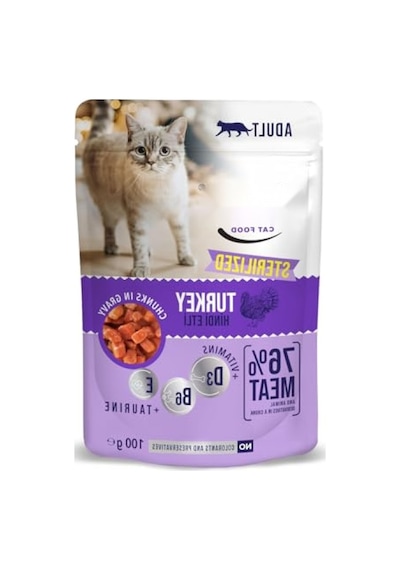 24 Adet, 100 Gr Steril Hindi Pouch, Yetişkin Kediler İçin 100 G