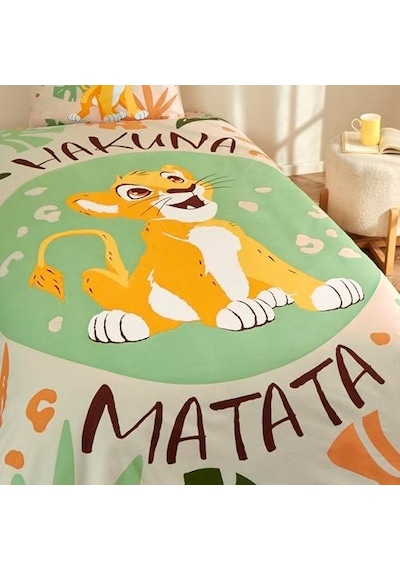 Lion King Standart Pamuk Nevresim Takımı, Yeşil, Tek Kişilik 0