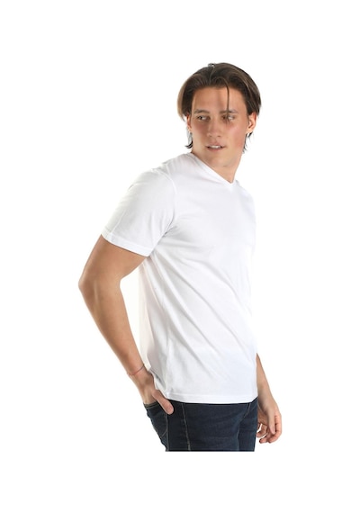 Lee Cooper Jonat Erkek V Yaka T-Shirt Beyaz-17176-Beyaz