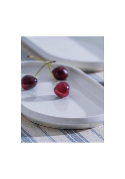 Acar Jea-07404 Rumi 2 Adet Porselen Oval Kayık Sunum Tabak 27 Cm Beyaz