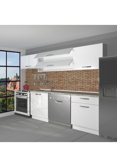 Decoraktiv Elite 220 Mdf Hazır Mutfak Dolabı - Tezgah Dahil - Parlak Beyaz