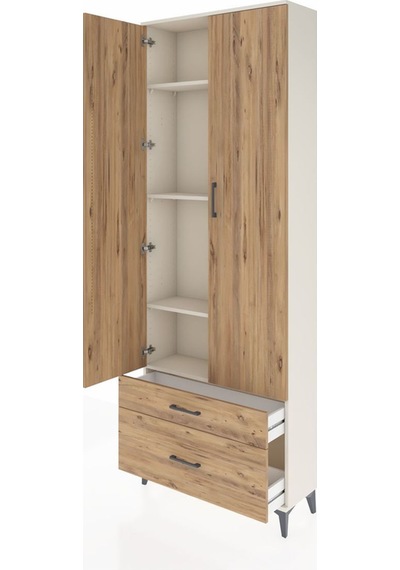 Arges Dolap 4 Raflı 2 Çekmeceli 2 Kapaklı 88x30x243 Aytaşı-çam Aytası