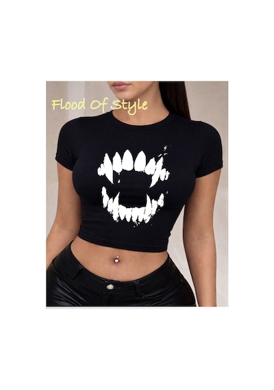 Flood Of Style Siyah Babby Tee Diş Özel Tasarım