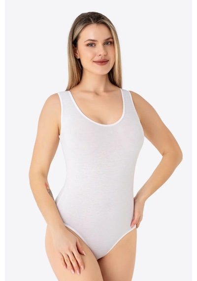 Astrid T Premium Kalın Askılı Günlük Giysi Temel Giyim Çıtçıtlı Atlet / Body 2'li beyaz