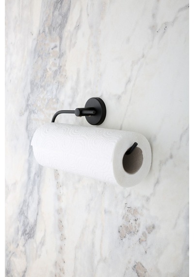 Kağıt Rulo Havluluk, Peçetelik Banyo Askısı - Mat Siyah Siyah Metal Diğer