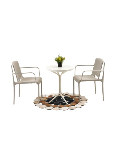 Home Nes Kollu Bistro Masa Takımı - Krem - 55x55x70 Cm