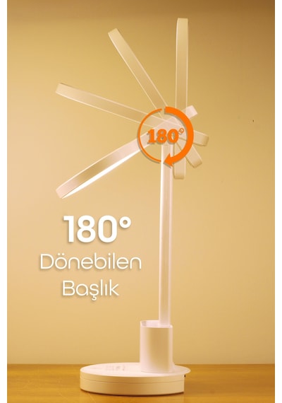 Şarjlı Led Masa Lambası Kalemlik Telefon Standlı Renk Ayarlı Dokunmatik Dimmer S9 Beyaz