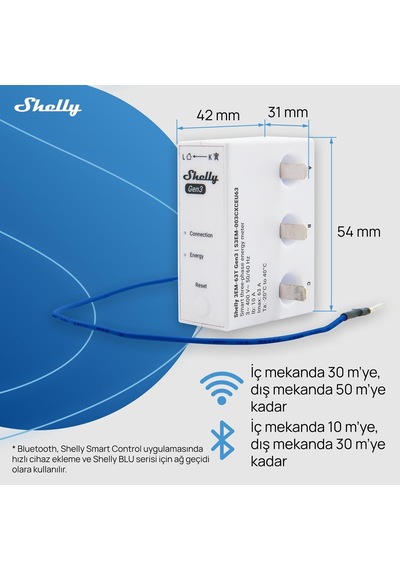 Shelly 3em-63t Gen3 Akıllı 3 Faz Enerji Ölçer