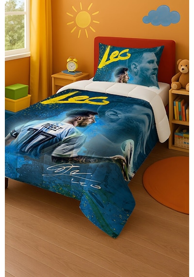 Lionel Messi Tek Kişilik Yorgan Ve Yastık Kılıfı Sarı
