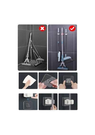 4 Lü Kelebek Yapışkanlı Mop Fırça Çekpas Sap Tutucu Organizer Banyo Düzenleyici Hmngo48-ıeg4874d