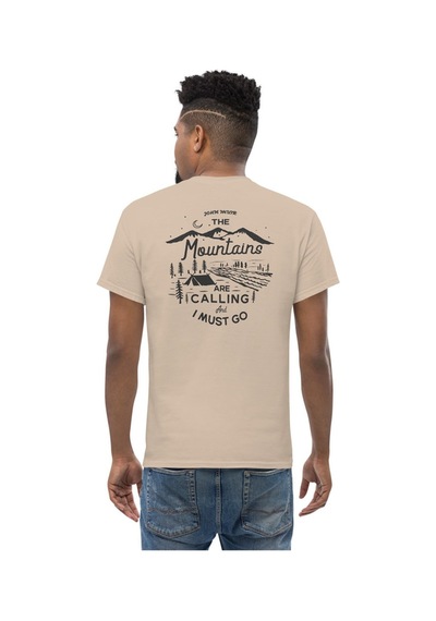Wildstyle The Mountains Are Calling I Must Go Dağcı Baskılı Unisex Pamuklu Tişört Camel