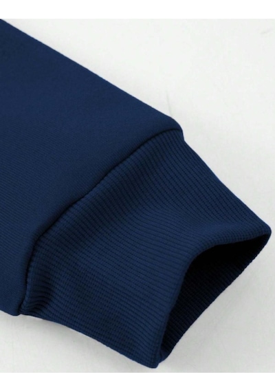Erkek Siyah Dikey Baskılı Oversize Bisiklet Yaka Eşofman Takımı 001