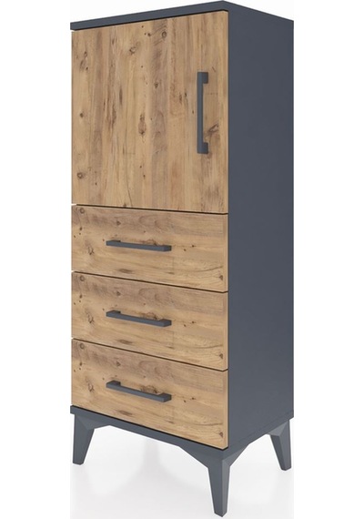 Arges Komodin 2 Raflı 3 Çekmeceli Tek Kapaklı 44x30x106 Antra... Antrasit