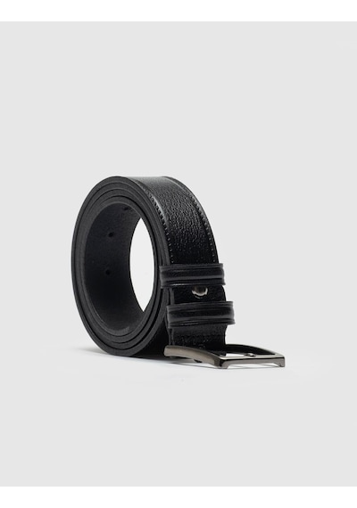 Cabani %100 Hakiki Deri Erkek Siyah 3,5 Cm Dikişli Klasik Kemer Siyah