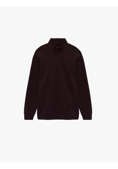 Koton Pamuklu Uzun Kollu Oversize Dik Yaka Yarım Fermuarlı Sweatshirt Bordo Şarap 6sam70009nk Bordo - Şarap