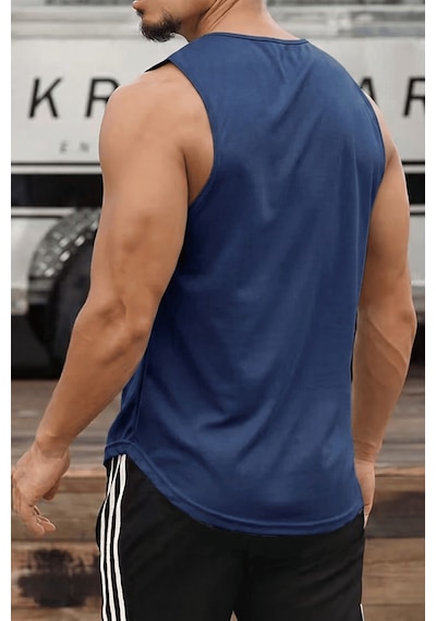 Genius Store Erkek Sporcu Atleti Sıfır Kol Tişört Fitness Gym Antrenman Tişörtü Ter Tutmayan Atlet Sıfırkol-2026 Lacivert