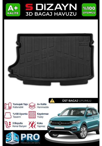 S-dizayn Vw T-cross 3d Pro Bagaj Havuzu 2022 Üzeri A+ Kalite