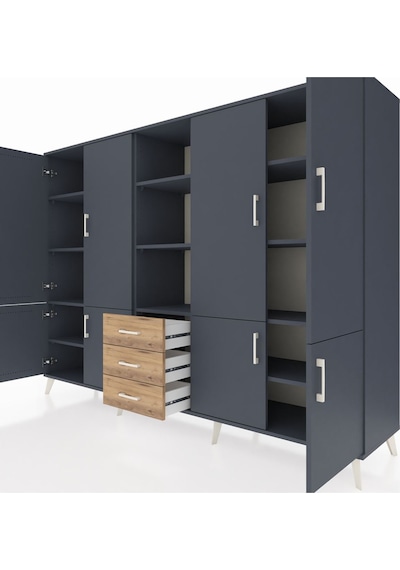Hyperion Dolap 11 Raflı 3 Çekmeceli 8 Kapaklı 220x44x163 Antrasit Antrasit-antrasit/çam Hyperion Dolap 11 Raflı 3 Çekmeceli 8 Kapaklı 220x44x163 Antrasit Antrasit-antrasit/çam