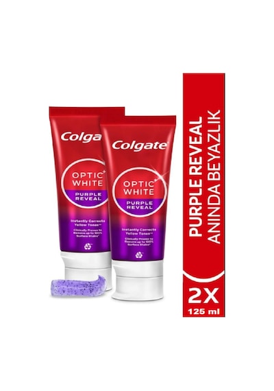 Colgate Optic White Purple Reveal Beyazlatıcı Diş Macunu 125 Ml X 2