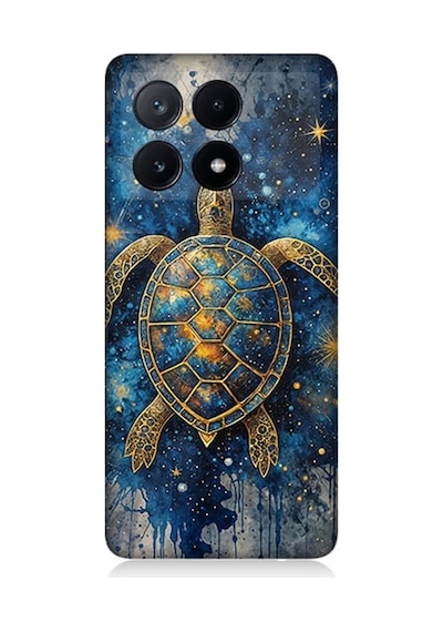 Xiaomi Poco X6 Pro Uyumlu Samanyolu Altında Kaplumbağa Desenli Silikon Kılıf Çok Renkli
