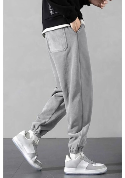 Genius Store Polar Kumaş Oversize Erkek Eşofman Altı Gri