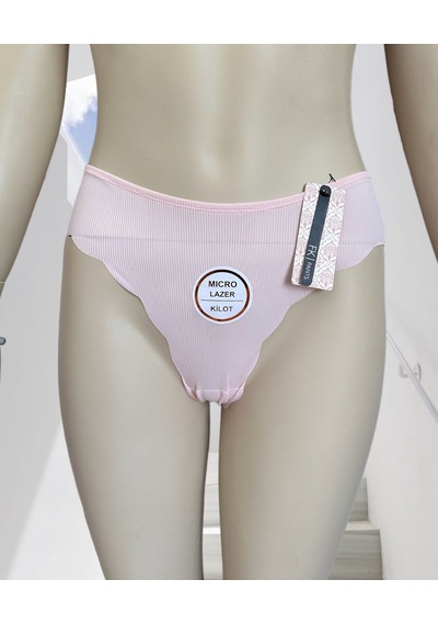 Mikro Lazer Kaşkorse Fitilli Kumaş Normal Bel Dikişsiz Slip/külot Pembe