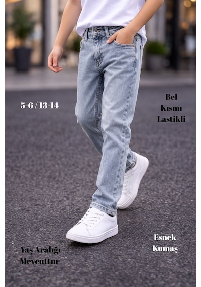 Cedy Denım - Yüksek Kalite Erkek Çocuk Yüksek Bel Regularfit Esnek Jean Pantolon C800 Kar Yıkama