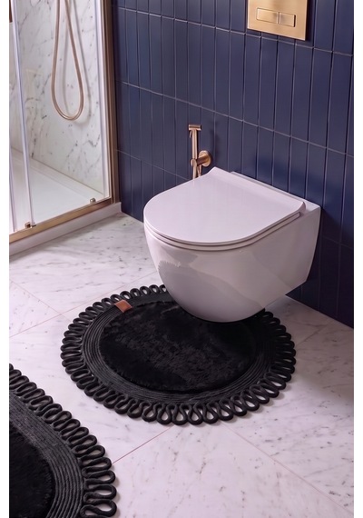 Banyo Paspası Takımı 60x100+60x60 Cm Dış Trikot Siyah & Siyah