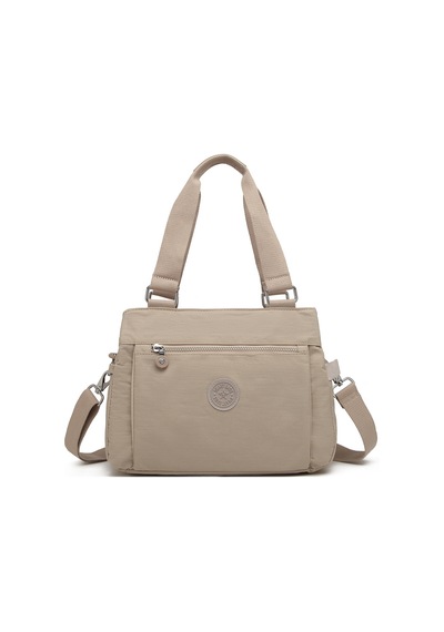 Smart Bags Orta Boy Çok Cepli Su Geçirmez Hafif Krınkıl Kumaş Kadın Omuz Çantası Bej 06155184