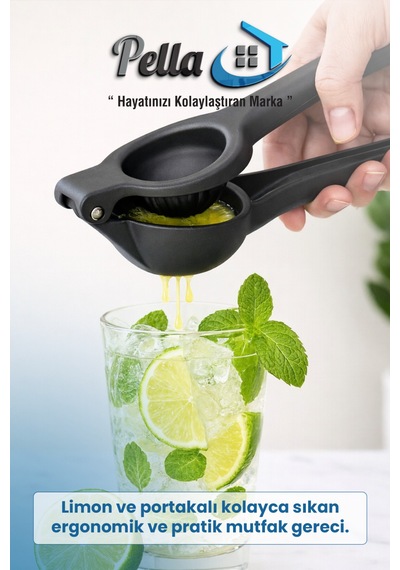 Metal Döküm Paslanmaz Limon Sıkacağı 1 Adet Siyah