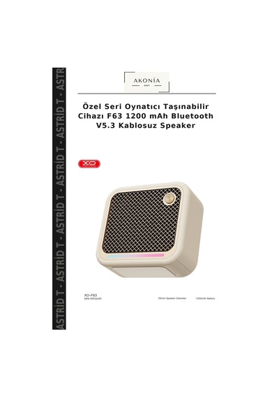 Özel Seri Oynatıcı Taşınabilir Cihazı F63 1200 Mah Bluetooth V5.3 Kablosuz Speaker