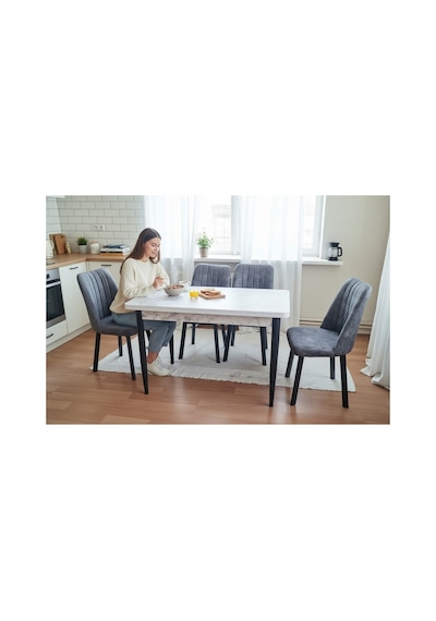 Efe Mobilya T-6024 Carara 70x120 Mdf Kare Gold Açık Gri Sandalye 4 Kişilik Mutfak Masası Takımı Efe Mobilya T-6024 Carara 70x120 Mdf Kare Gold Açık Gri Sandalye 4 Kişilik Mutfak Masası Takımı