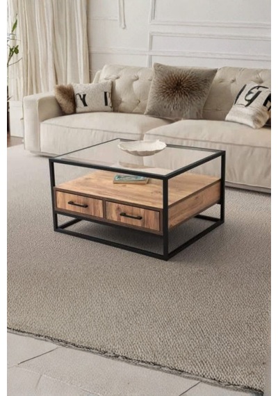1640 Montana Diş Budak Orta Sehpa Modern Ahşap Tasarım, 84x70x50 Cm Çok Renkli