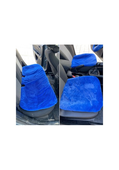 Ersyumuşak Tüylü Peluş Serme Oto Koltuk Koruyucu Minder Ön Arka Mavi