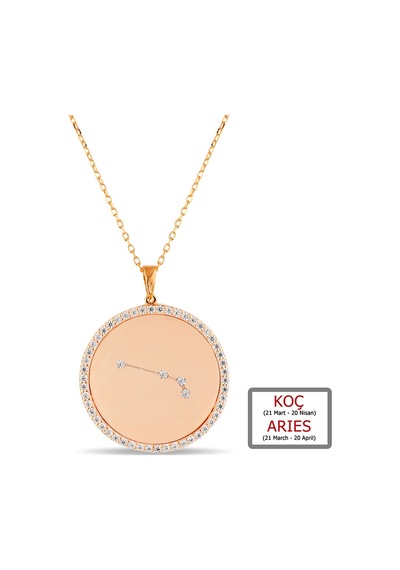 Kuyumcudukkanı Zirkontaşlı"koç Burcu"kolye-33019-arıes-r Rose Gold