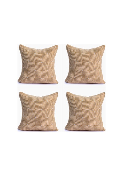 Lüks 100% Pamuk Dekoratif Desenli Kırlent Kılıfı 4 Adet Set 45x45 Cm, Kaliteli Pamuklu Kumaş Kırlent Ve Minder Kılıfı Altın Sarısı, 4 Adet 45x45 Cm Diğer