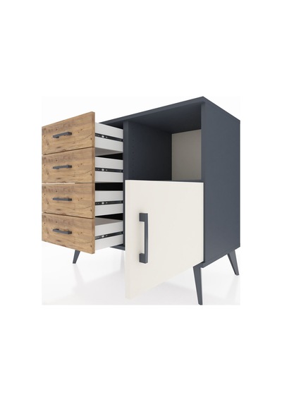 Hyperion Şifonyer Tek Raflı 4 Çekmeceli Tek Kapaklı 88x44x80 Antrasit-aytaşı/çam Aytaşı/çam Hyperion Şifonyer Tek Raflı 4 Çekmeceli Tek Kapaklı 88x44x80 Antrasit-aytaşı/çam Aytaşı/çam