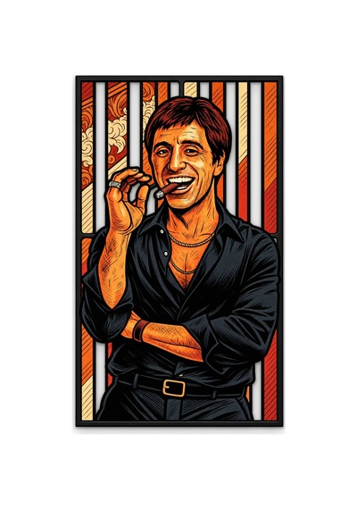 Gülümseyen Gangster Portresi - Metal Tablo - Dec0300 56 X 95 Cm Çok Renkli